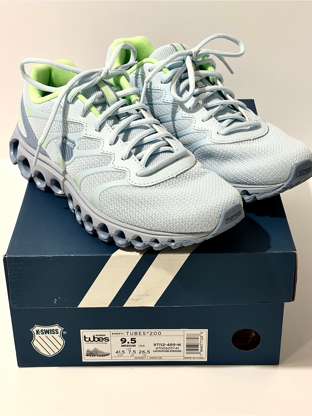 K-Swiss Light Blue & Lime Tubes 200 Athletic Sneakers